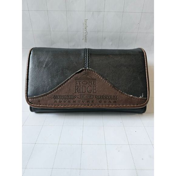 Stone Ridge Black Brown Wallet Checkbook Organizer Long Vintage Style - Picture 1 of 6